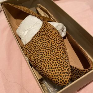 Calf hair pointy toe flats